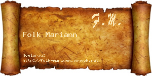 Folk Mariann névjegykártya
